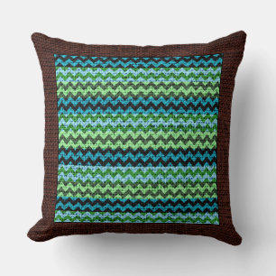 Burlap-farbene Zickzack moderne braune Grenze #6 Kissen