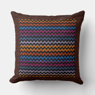 Burlap-farbene Zickzack moderne braune Grenze Kissen