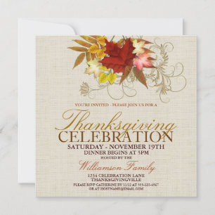 Burlap & Feuille Thanksgiving Diner Invitation