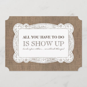 Burlap Funny Bridesmaid / Vorschlag für eine Trauz Einladung
