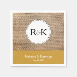 Burlap & Gold Mit Monogramm Hochzeit Serviette