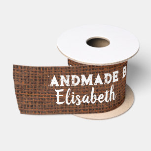Burlap-Handmade by Add Name Fabric Labels zu schne Satinband