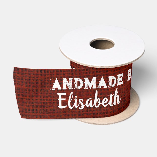 Burlap-Handmade by Add Name Fabric Labels zu schne Satinband (Spule)