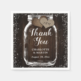 Burlap Hearts Wood Mason Jar Danke Hochzeit Serviette