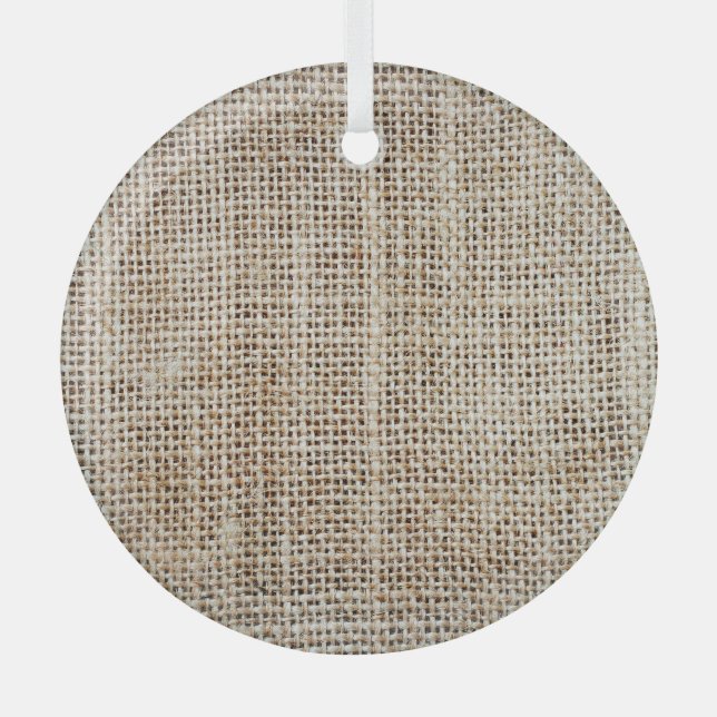Burlap Hessian Hintergrundtextur Ornament Aus Glas (Vorderseite)
