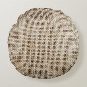 Burlap Hessian Hintergrundtextur Rundes Kissen