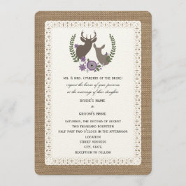 Burlap + Hochzeitsschuh + Doe Deer - Lila Einladung