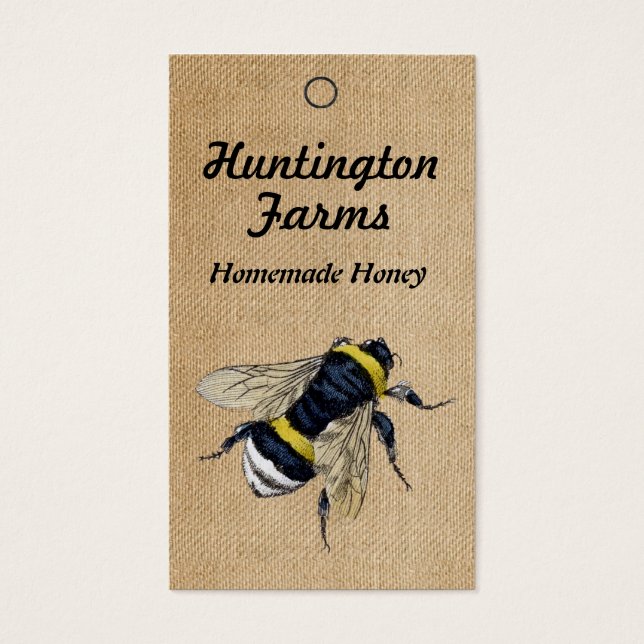 Burlap Honey Bee Price Tag (Vorderseite)