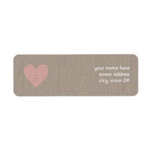 Burlap Inspiré Coeur rose Valentine Étiquette de a