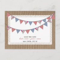 Burlap Inspiriert Gingham Floral Flags Save the Da