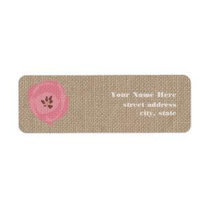 Burlap Inspiriert Pink Tulip Address Labels