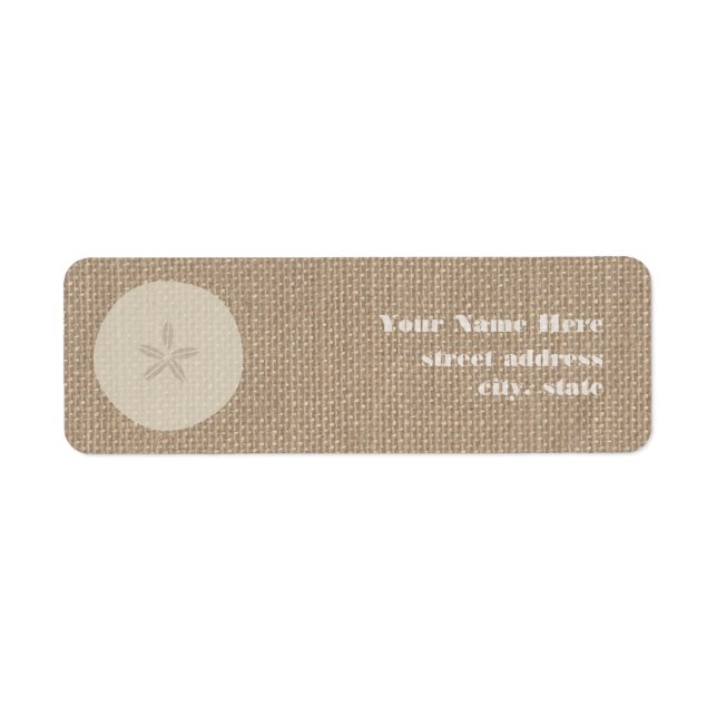 Burlap-Inspiriert Sand-Dollar-Adressetiketten (Vorne)