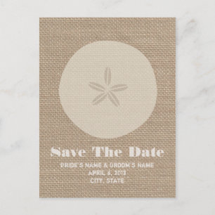 Burlap Inspiriert Sand Dollar Hochzeit retten das  Ankündigungspostkarte