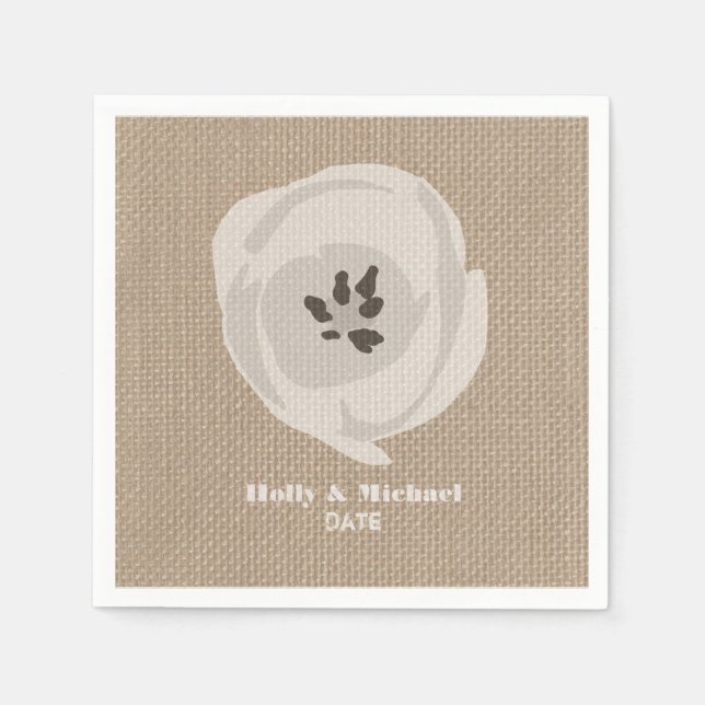 Burlap Inspiriert White Tulip Wedding Napkins Serviette (Vorderseite)
