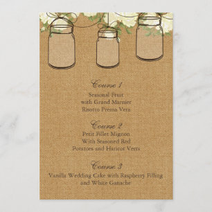 burlap ivoire roses mason jarre mariage cartes men