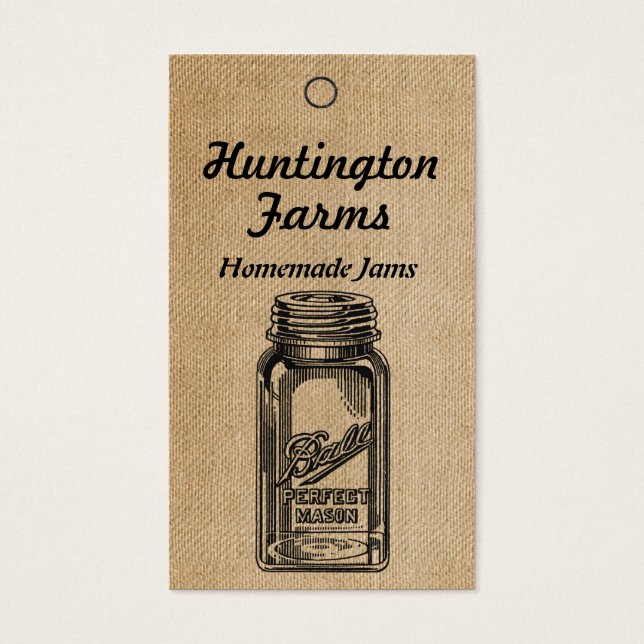 Burlap Jam und Jelly Price Tag (Vorderseite)