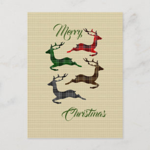 Burlap Karierte Weihnachtsrinder-Postkarte Postkarte