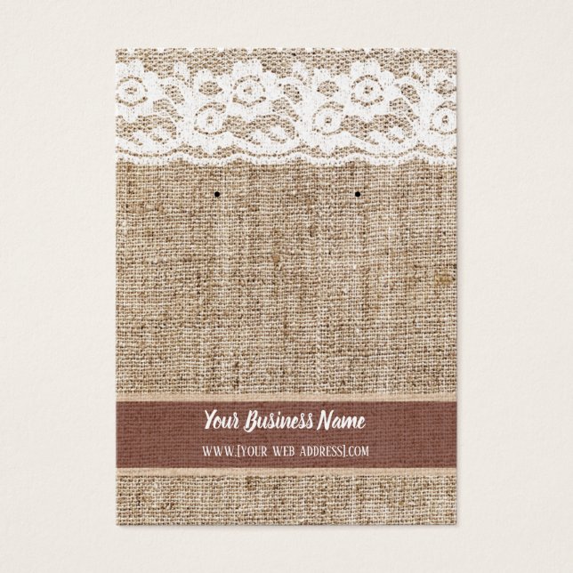 Burlap Lace Custom Earring Card (Vorderseite)