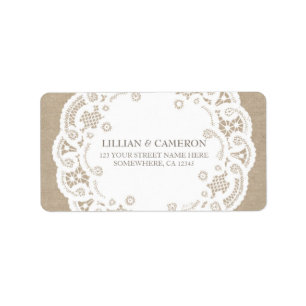 Burlap Lace Doily Address Labels Adressaufkleber