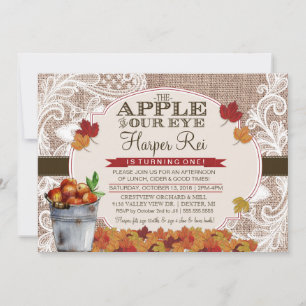 Burlap & Lace Fall Apple Geburtstagsparty Einladun Einladung