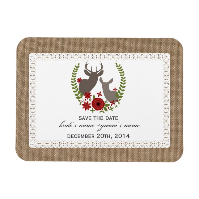 Burlap + Lace Inspiriert Hirn Weihnachten Rett Dat Magnet (Horizontal)