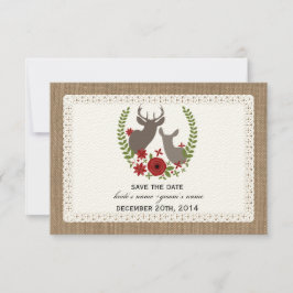 Burlap Lace Inspirierte Hirschweihnachtsfest Save  The Date