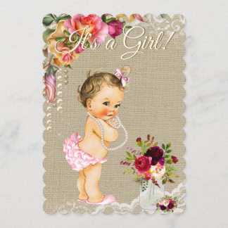 Burlap Lace Mason Jar Baby Shower Einladungen