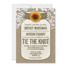Burlap Lace Mason Jar Wedding Einladungen