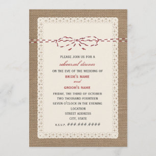 Burlap Lace & Red Paper Twine Probe Einladung