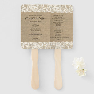 Burlap Lace Rustic Wedding Program Fan Fächer