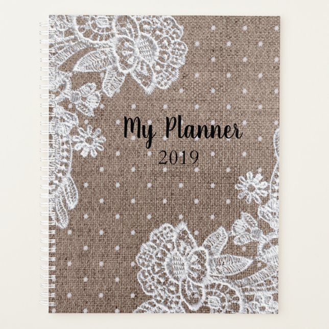Burlap Lace Vintag Planner Planer (Vorderseite)
