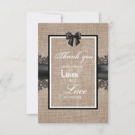 Burlap-, Linen und Spitzen-Hochzeitsfeier vielen D Dankeskarte