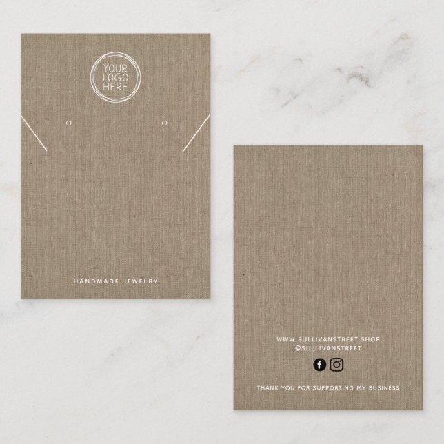Burlap Logo Collier Boucles d'oreilles Carte d'aff (Devant / Derrière)