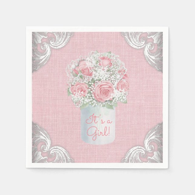 Burlap Mason Jar Baby Duschpapier Napkins Serviette (Vorderseite)