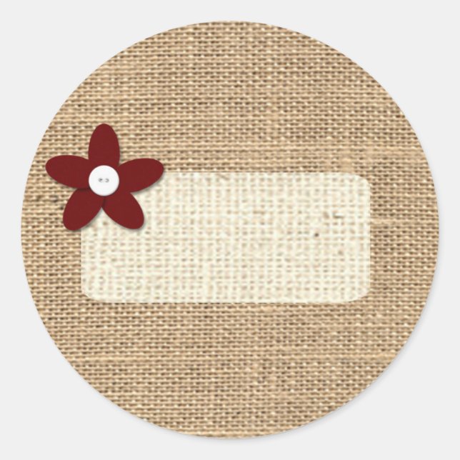 Burlap Mason Jar Labels Runder Aufkleber (Vorderseite)