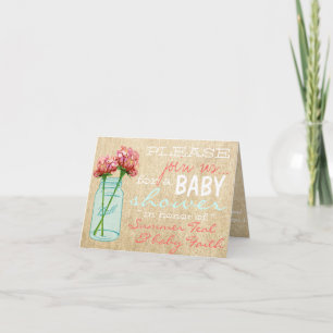 Burlap Mason Jar Turquoise Kinderdusche Einladung
