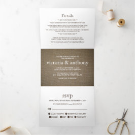 Burlap Mason Jar Wedding Suite Dreifach Gefaltete Einladung