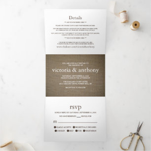 Burlap Mason Jar Wedding Suite Dreifach Gefaltete Einladung