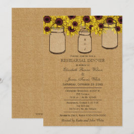 Burlap Mason Jars Sonnenblumen Probe Dinner Einladung