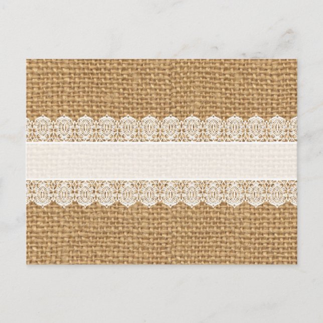 Burlap mit zarter Spitze - Shabby Chic Style Postkarte (Vorderseite)