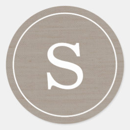 Burlap Monogramm Runder Aufkleber