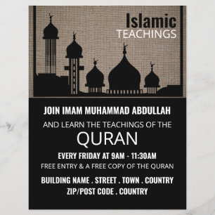 Burlap-Moschee-Silhouette, islamisches Lehreradver Flyer