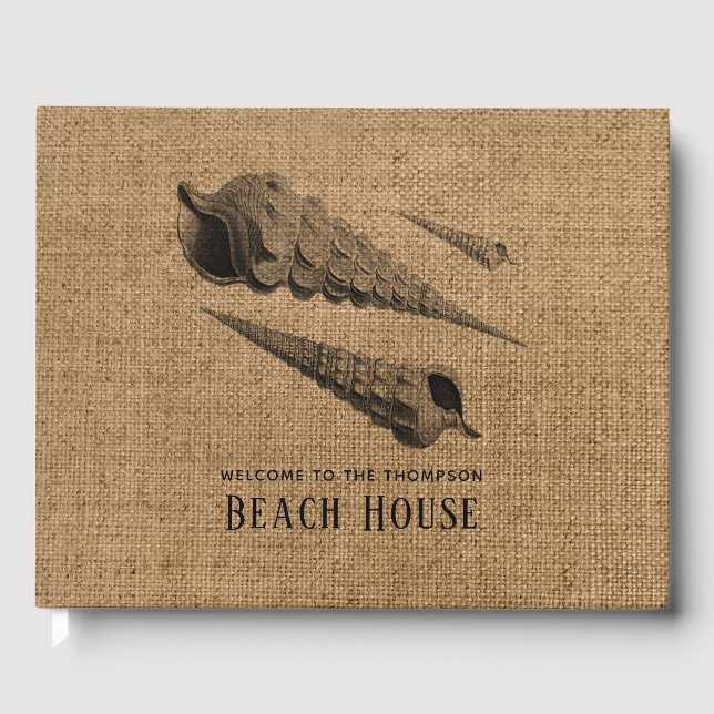 Burlap Muscheln Family Beach House Gästebuch (Vorderseite)