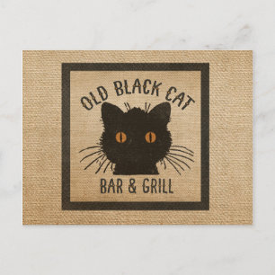 Burlap Old Black CAt Bar and Grill Postkarte