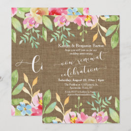 Burlap Painted Blume Vow Renewal Celebration Einladung
