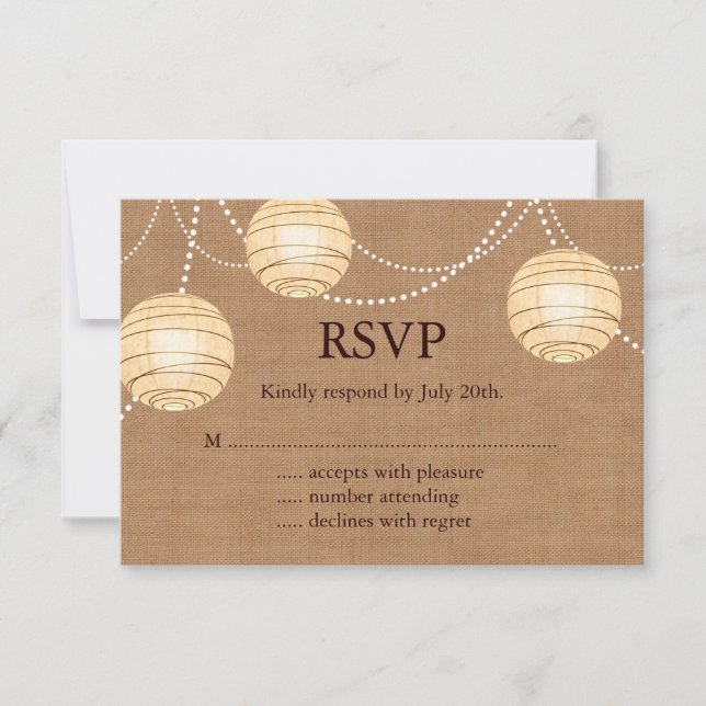 Burlap Party Lanterns UAWG RSVP Karte (Vorderseite)
