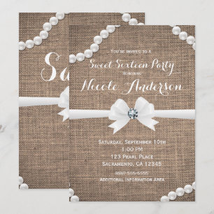 Burlap & Pearls Rustic Glamour Sweet 16 Party Einladung