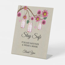 Burlap Pink Floral Mason Jar Wedding Safety