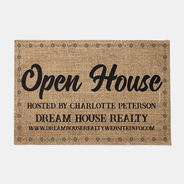 Burlap Real Anwesen Agent Realtor Open House Fußmatte (Vorderseite)