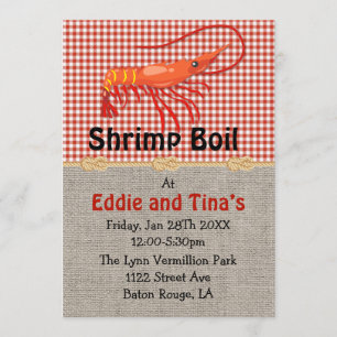 Burlap Red Gingham Shrimp Boil Einladung